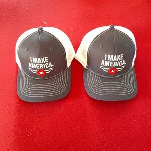 (2) I Make America Mesh Back Hats with American Flag Design
